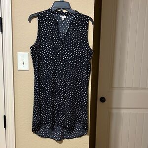 Spense Black and White Polka Dot Sleeveless Blouse